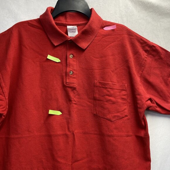 GILDAN Active Wear Ultra Cotton Collared Short Sleeve Shirt Men Large Red Used - Picture 2 of 16